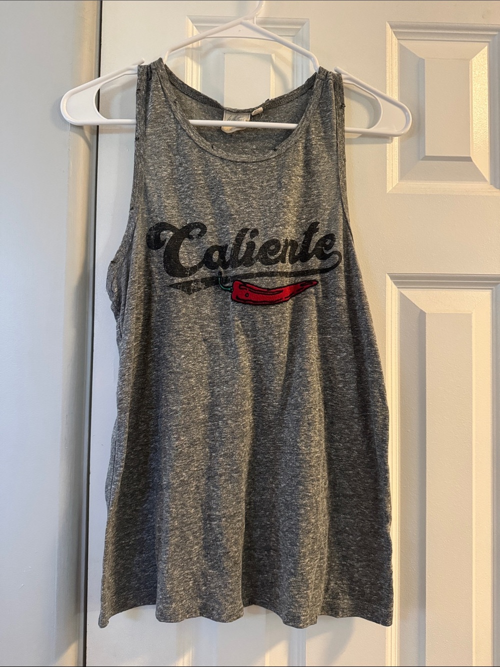 White Crow Gray 'Caliente' Graphic Tank with Red Chili